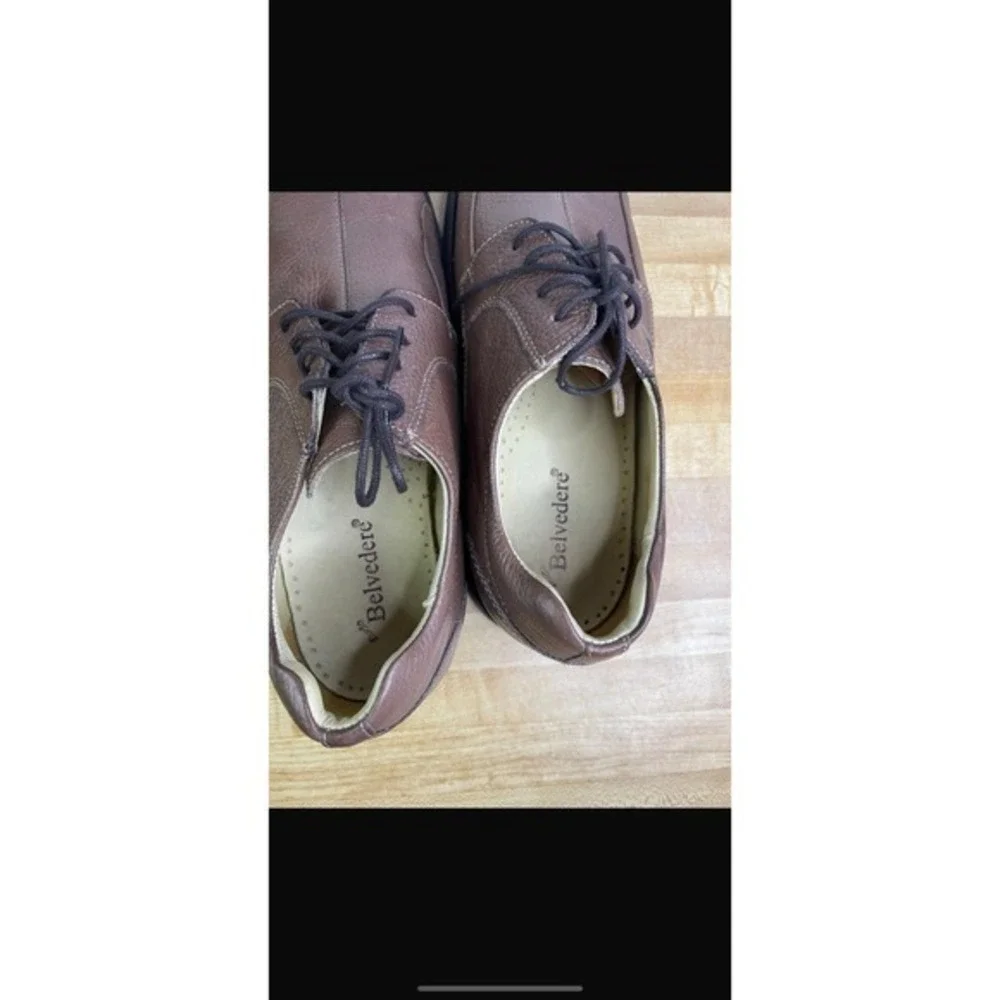 Studio Belvedere Men's Brown Leather Lace-Up Oxford Dress Shoes, Size 9.5‎ - Picture 4 of 11